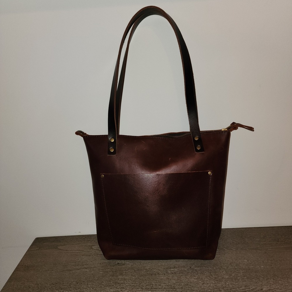 Portland Leather Goods S Zip Tote Brown Full Grain Leather Quiet Luxury